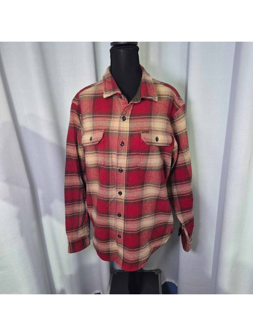 ORVIS Heavy Flannel Shirt w/Pockets Long Sleeve Large Durable Work Gear